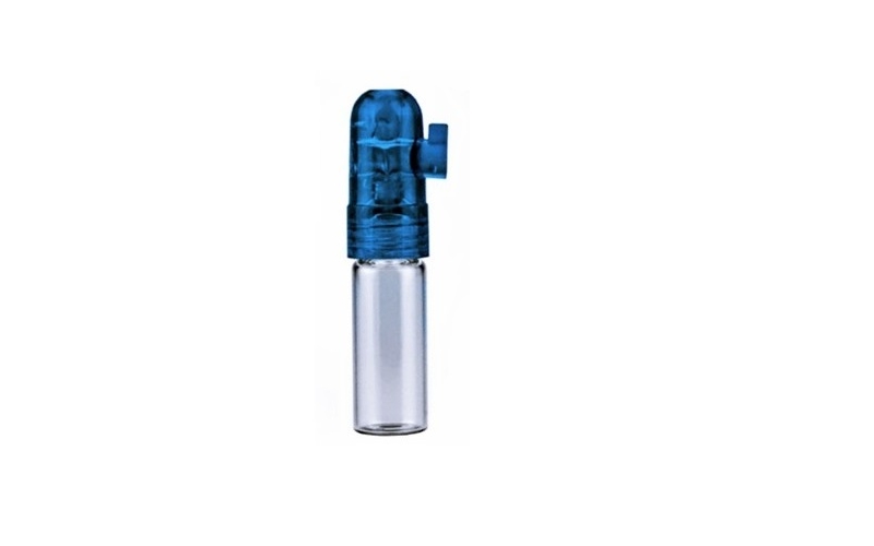 glass and plastic snorter sniffer bullet blue