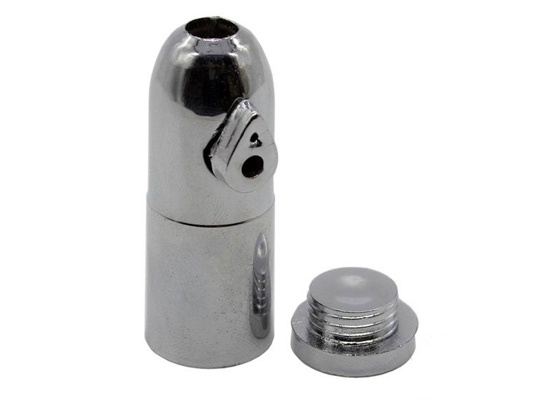 bottom loading plastic snuff bullet snorter silver