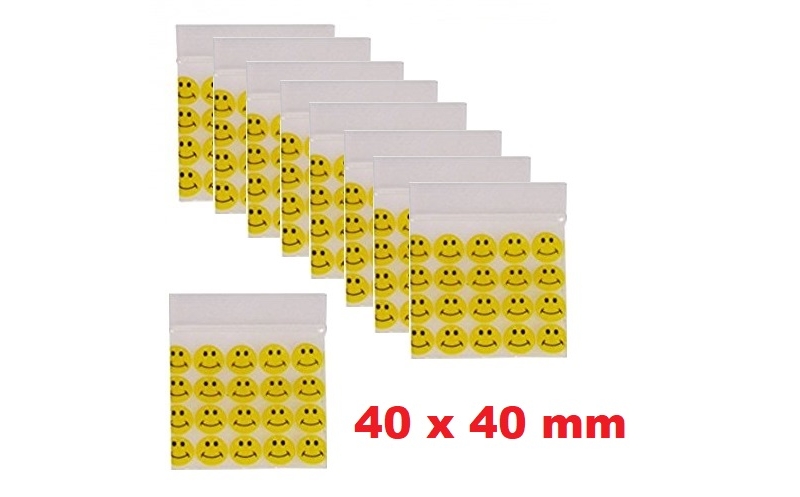 100x 40mm x 40mm smiley face grip seal gummy sealy bags baggies 