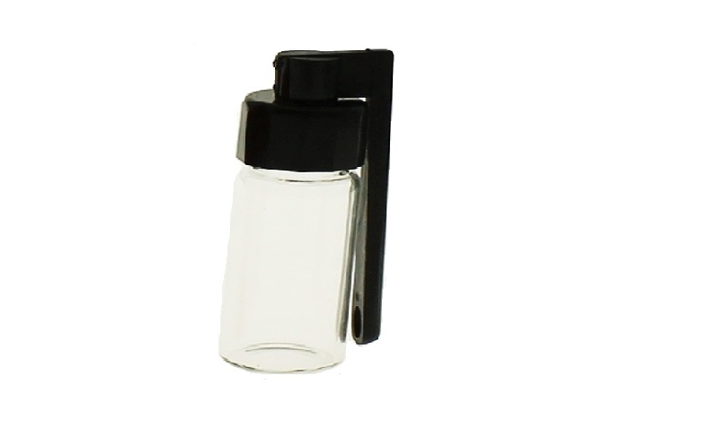small snorting bottle with side spoon black