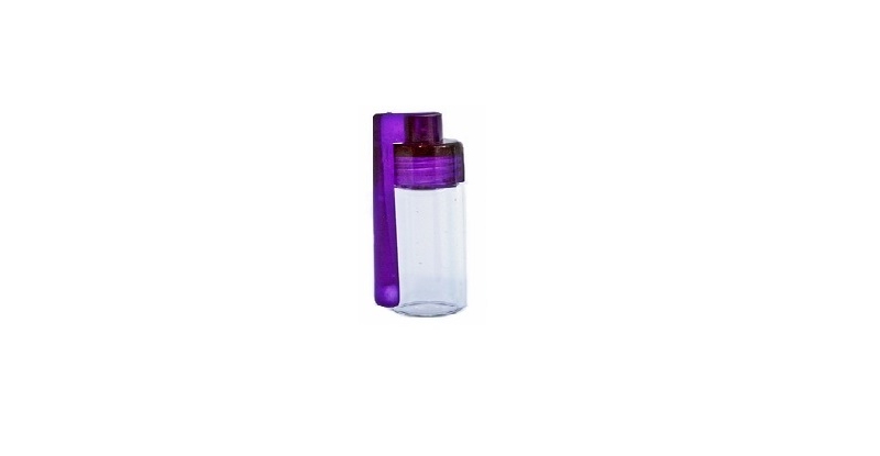 small snorting bottle with side spoon purple