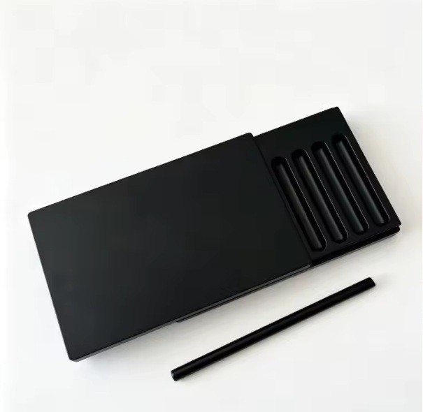 Black snuff snorter box kit 7 grooves compart