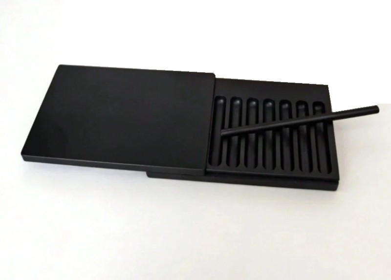 Black snuff snorter box kit 7 grooves compart