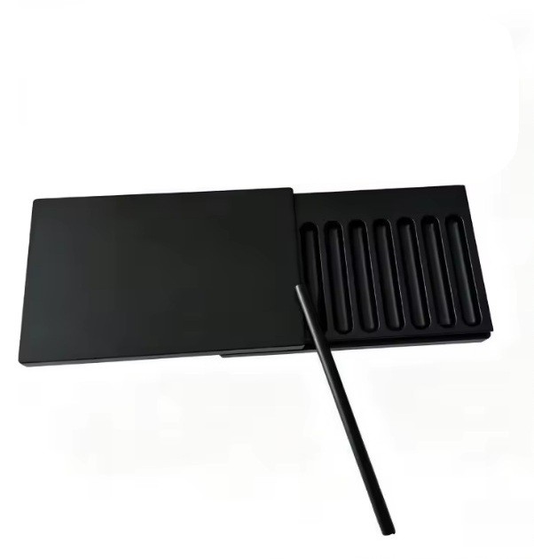 Black snuff snorter box kit 7 grooves compart