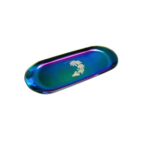 Rolling tray, petrol / rainbow style. metal, 