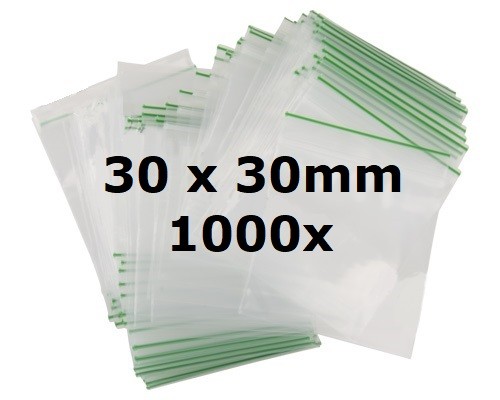 1000 x 30mm x 30mm grip lock gummy sealy bags