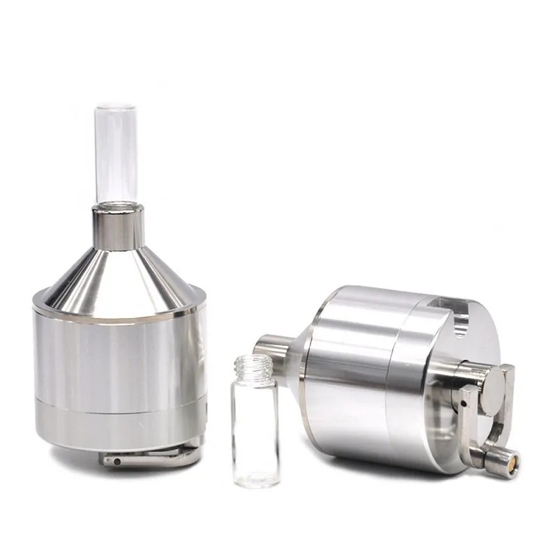 Powder grinder with glass bottle