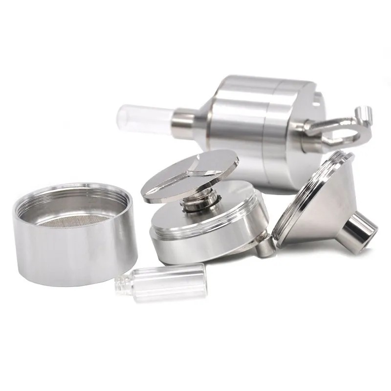 Powder grinder with glass bottle