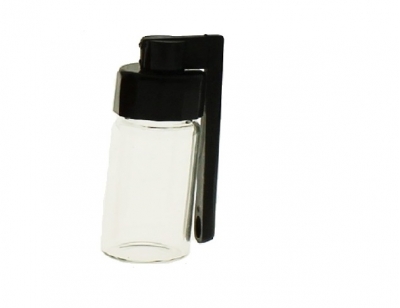 small snorting bottle with side spoon black