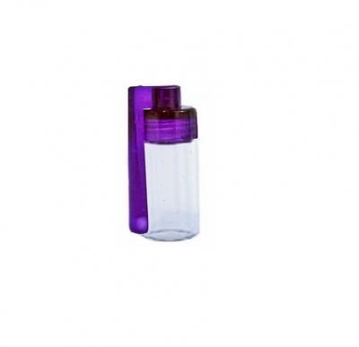 small snorting bottle with side spoon purple